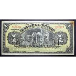 Mexico - 1 Peso 1914 El Banco De Hidalgo, Perforated AMORTIZADO