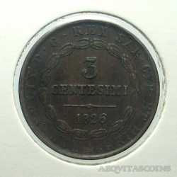 Carlo Felice - 3 Cent 1826 T