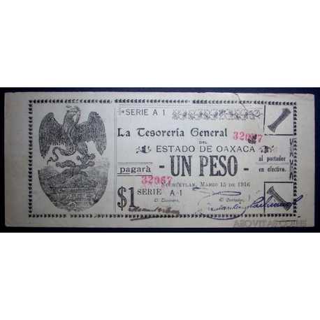 Mexico - 1 Peso 1916 Oaxaca