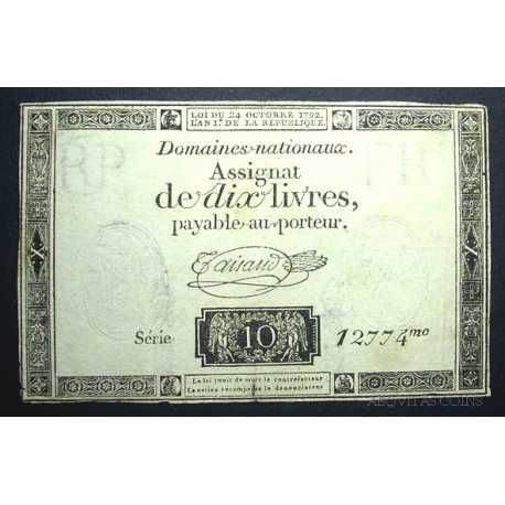 France - Assignat de Dix Livres 1792