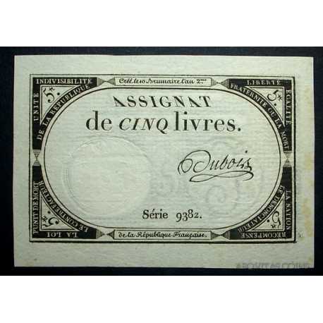 France - Assignat de Cinq Livres 1792