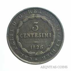 Carlo Felice - 3 Cent 1826 T