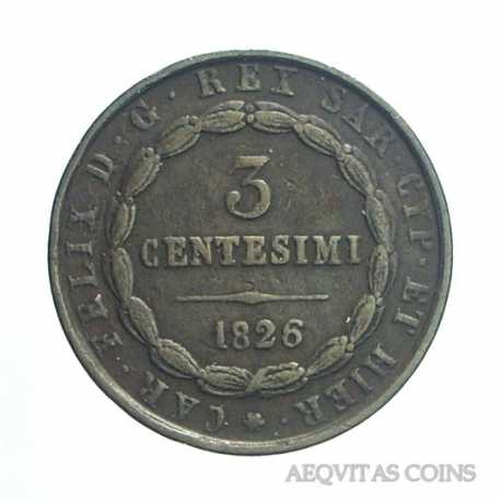 Carlo Felice - 3 Cent 1826 T