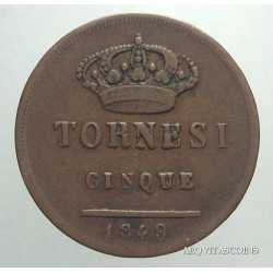 Napoli - 5 Tornesi 1849