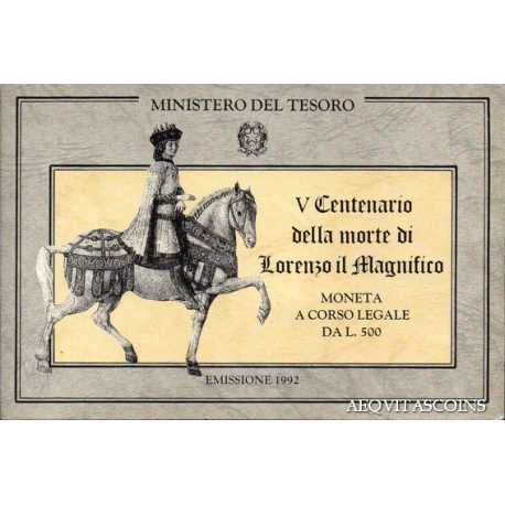 500 Lire Lorenzo il Magnifico 1992