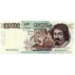 100.000 Lire Caravaggio 1990 Numeri Verdi
