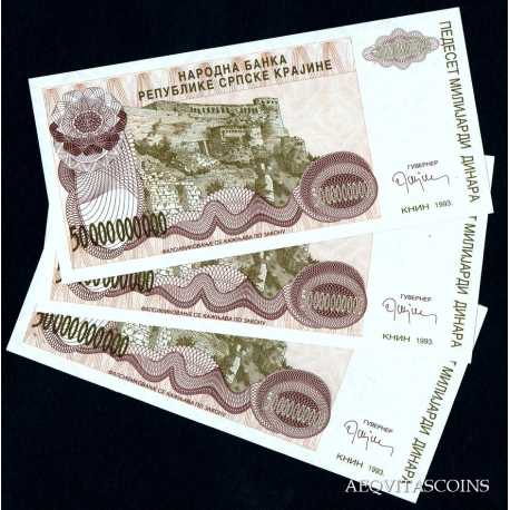 Croatia - 3 x 50.000.000.000 Dinar 1993